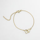 Double Heart Bracelet, 304 Stainless Steel Chain, 18K Gold Plated or Silver