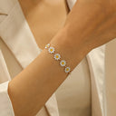 Daisy Bracelet for Women, 14K Gold Plated Enamel Flower Bracelet