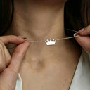 Crown Pendant Necklace for Women, Stainless Steel, 18K Gold Plated or Silver