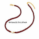 Red Bead Necklace for Women, Adjustable Wine Red Glass Bead Necklace