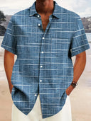 Esperance Men's Stripe and Check Pattern Shirt, view 4