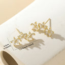 Flower Earrings for Women, Sparkling Gold Five Petal Earrings