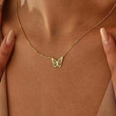 Butterfly Necklace for Women, Hollow Pendant on Stainless Steel Choker Chain