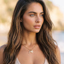Kaia Gold Cross Initial Necklace, view 4