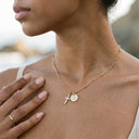 Kaia Gold Cross Initial Necklace, view 6