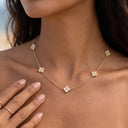 Mae Gold Clover Station Necklace, view 2