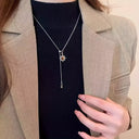 Tiger's Eye Sunflower Y Necklace for Women, Long Lariat Pendant, Gold or Silver