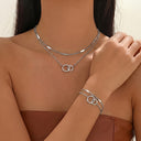 Interlocking Hoop Necklace and Bracelet Set, Layered Jewellery Set, Gold or Silver