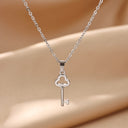 Clover Key Pendant Necklace, Stainless Steel, 18K Gold Plated or Silver