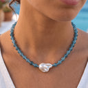 Boho Bead Necklace, Handmade Glass Bead Necklace, Green, Blue, Rose or Khaki