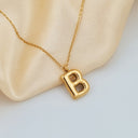 Initial Necklace A to Z, Bubble Letter Necklace, 18K Gold Plated Stainless Steel