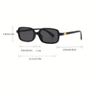 Mykonos small rectangle sunglasses with a black frame and dark lenses, view 4