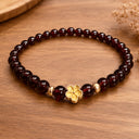 Red Bead Flower Bracelet for Women, Wine Red Glass Bead Bracelet