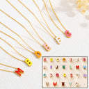 Bubble Letter Name Necklace, Double Layer Gold Necklace, Custom Name or Initial