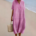 Elina Pink Check Summer Dress