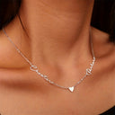 Couple Name Necklace, Two Custom Names with Heart Charm, 18K Gold Plated Stainless Steel