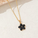 Flower Pendant Necklace for Women, Gold Tone with Enamel Petals