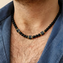 Hugo Men's Black Stone Bead Necklace, view 6