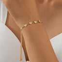 Heart Tennis Bracelet for Women, 14K Gold Plated, Adjustable