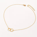 Double Circle Necklace for Women, Gold Interlocking Circle Pendant