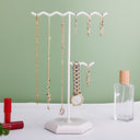 Jewellery Stand with Marble Base, Wave Top Necklace and Bracelet Holder, White, Gold or Black