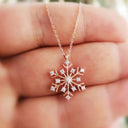 Snowflake Necklace for Women, Cubic Zirconia Pendant, Silver, Gold or Rose Gold