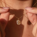 Flower Tag Pendant Necklace, 18K Gold Plated Floral Necklace, Gold or Silver