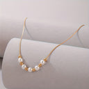 Gold Bead Chain Necklace for Women, Minimalist Geometric Necklace