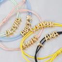 Bubble Letter Name Bracelet, Adjustable Braided Cord with 3D Balloon Letters, Choose Your Colour