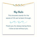 Wave Bracelet for Women, 18K Gold Plated with Blue Wave and Zirconia