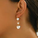 Pearl Heart Tassel Earrings, Long Drop Earrings for Women, 14K Gold Plated