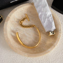 Lyra Curb Chain Gold Bangle, view 9
