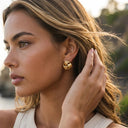 Elowen Chunky Gold Knot Earrings, view 2