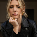 Nova Chunky Heart Gold Earrings, view 4