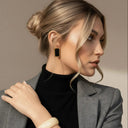 Esther Black Enamel Gold Earrings, view 4