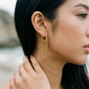 Winona Gold Hoop Earrings with Link Chain, view 4