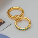 Keira Gold Stacked Ring with Green Stones, view 3