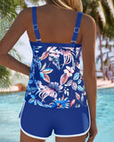 Callista sleeveless printed tankini swimsuit with U-neck, view 8