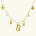 Noelle Initial Necklace with Sea Charms, view 9