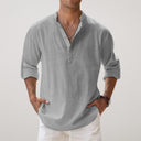 Tamarama Men's Linen Look Cotton Henley Shirt, view 3