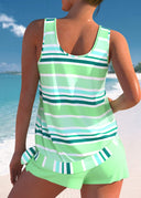 Anja light green striped tankini set with relaxed fit top, view 2