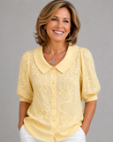 Demi floral blouse with round collar and relaxed fit, view 6