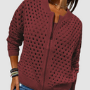 Lark zip-up knit cardigan for women with textured knit, view 7