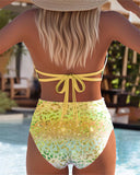 Asha printed bikini set with bra style top, view 9