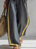 Paige cotton linen vest and pants set with contrast trim, view 10