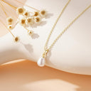 Pearl Drop Pendant Necklace for Women, 18K Gold Plated or Silver, Bridal Gift