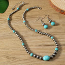 Marina the turquoise bead necklace & earring set