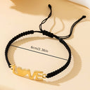 Infinity Love Bracelet, Adjustable Black Braided Cord Bracelet for Women