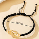 Infinity Love Bracelet, Adjustable Black Braided Cord Bracelet for Women