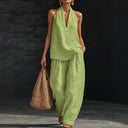 Nina two-piece set with batwing sleeve top and wide elastic waist pants, view 8